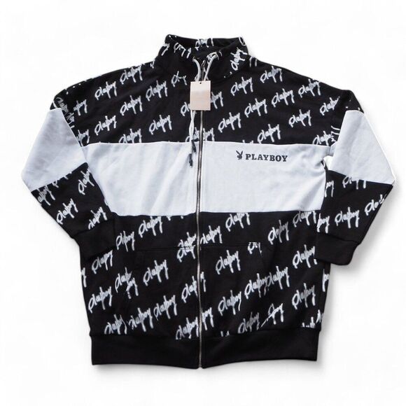 Playboy x Misguided Full Zip Oversized Sweatshirt Sweater BR415035 Women's 4 - Picture 1 of 9
